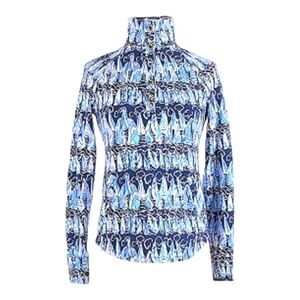 Lilly Pulitzer Captain Funnel Neck Popover UPF Pullover Blue Resort Golf Top S